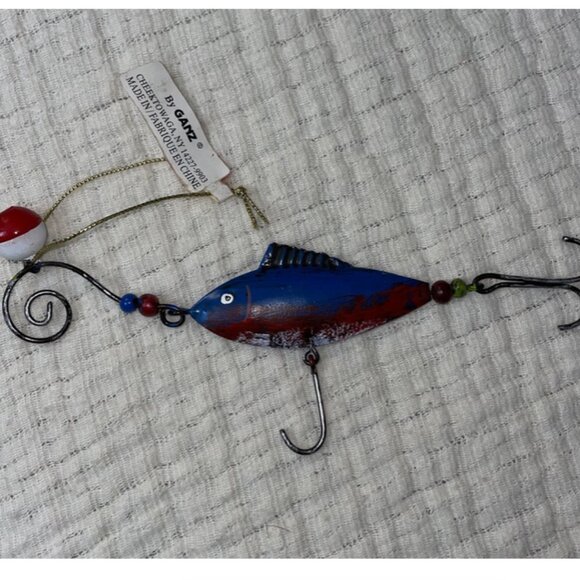 Vintage Fishing Lure Ornament Handpainted Metal Christmas by Ganz - Picture 2 of 6